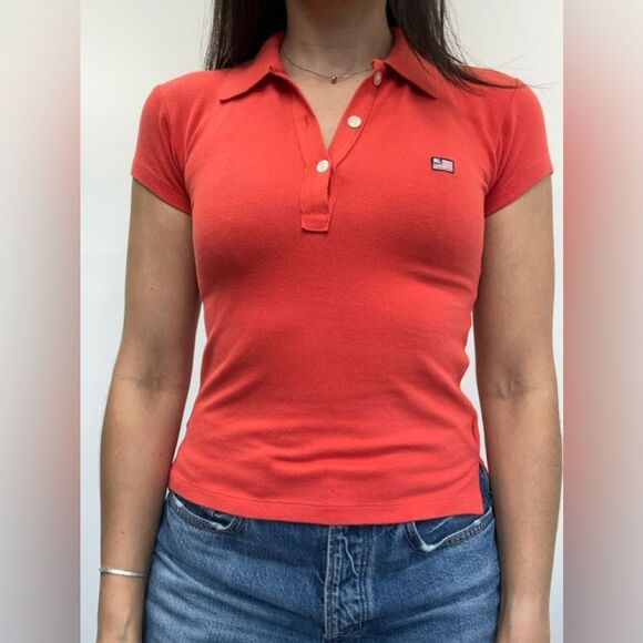 Y2K Polo Ralph Lauren Red Preppy Short Sleeve Polo Shirt Collared Cotton Size S - Picture 2 of 11